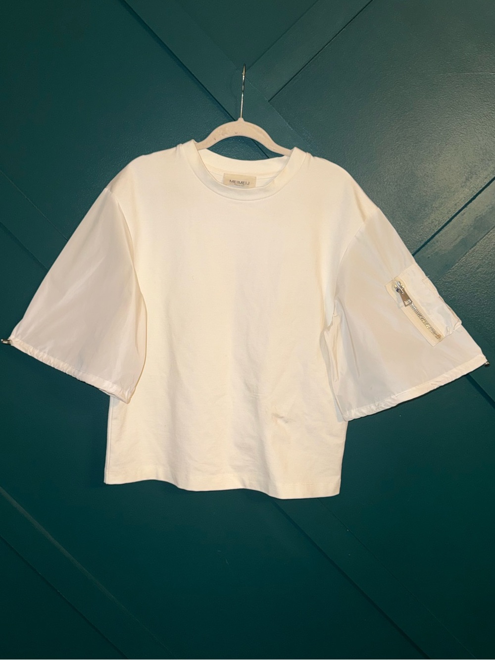 Meimeij Mixed Media Utility Crop Shirt Made In Italy Streetwear Minimalist